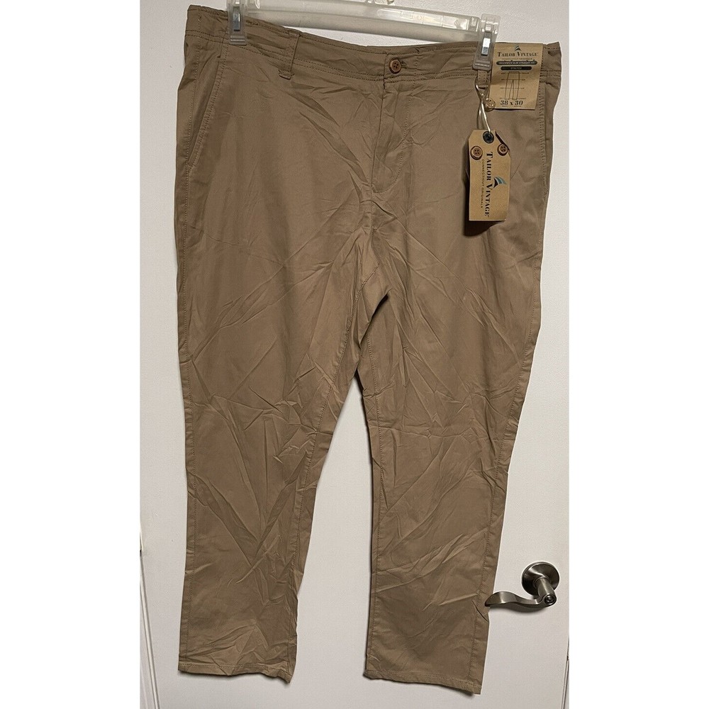 Luxe Performance Nylon Blend 38x30 Slim Straight Khaki Pants
